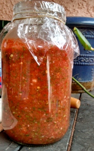 a large jar of homemade salsa! 
